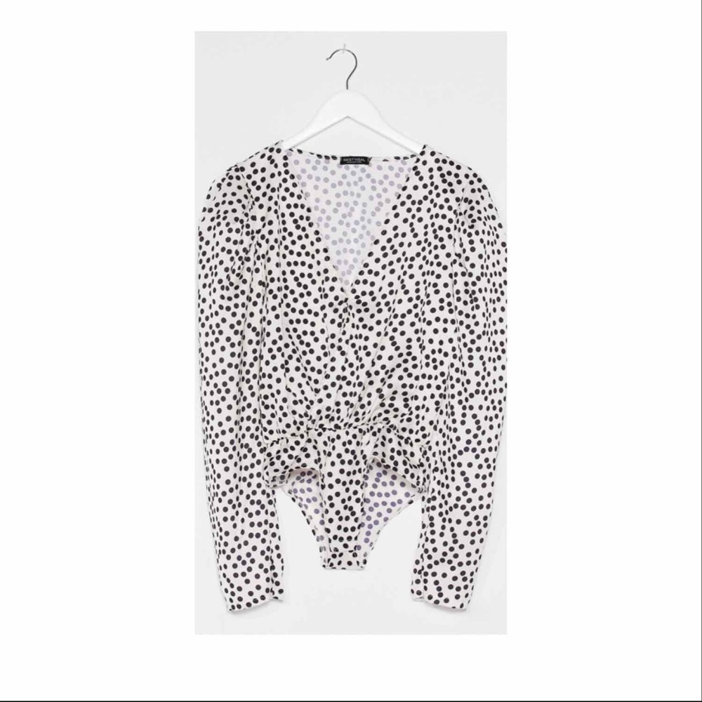 Nasty Gal Polka Dot Wrap Bodysuit